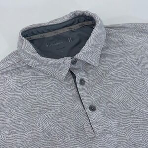 Walter Hagen Mens XL Grey White Wavy Dash Print Golf Polo Shirt Short Sleeve